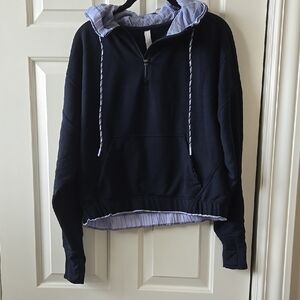 Athleta Navy Blue Hoodie with light blue Lining